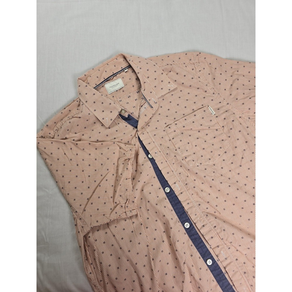 7Diamonds Shirt Mens Medium Orange Stripe Afterglow Short Sleeve Button Up